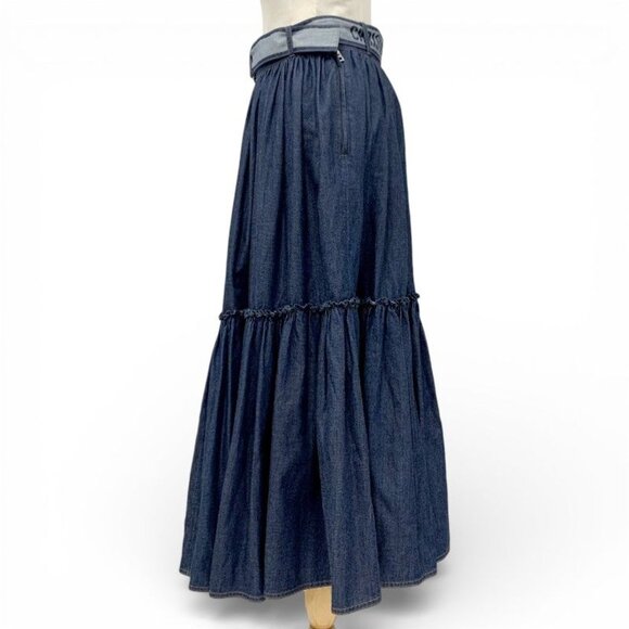 Dior Cotton Blue Logo Belt Long Skirt Denim main image 10